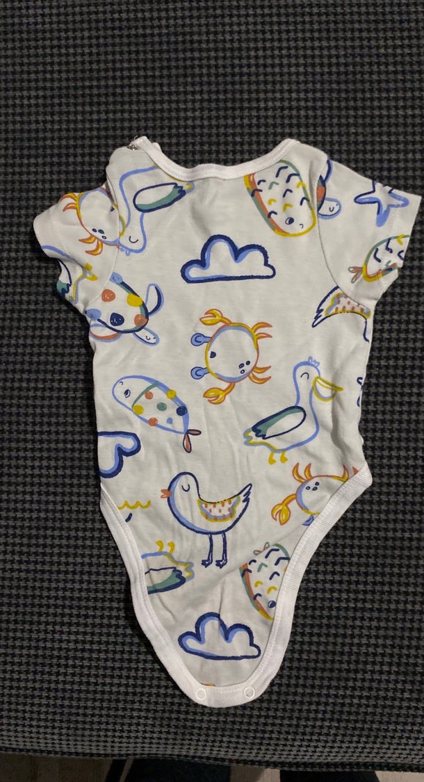 Desenli Kısa Kollu Bebek Body - Görsel 2