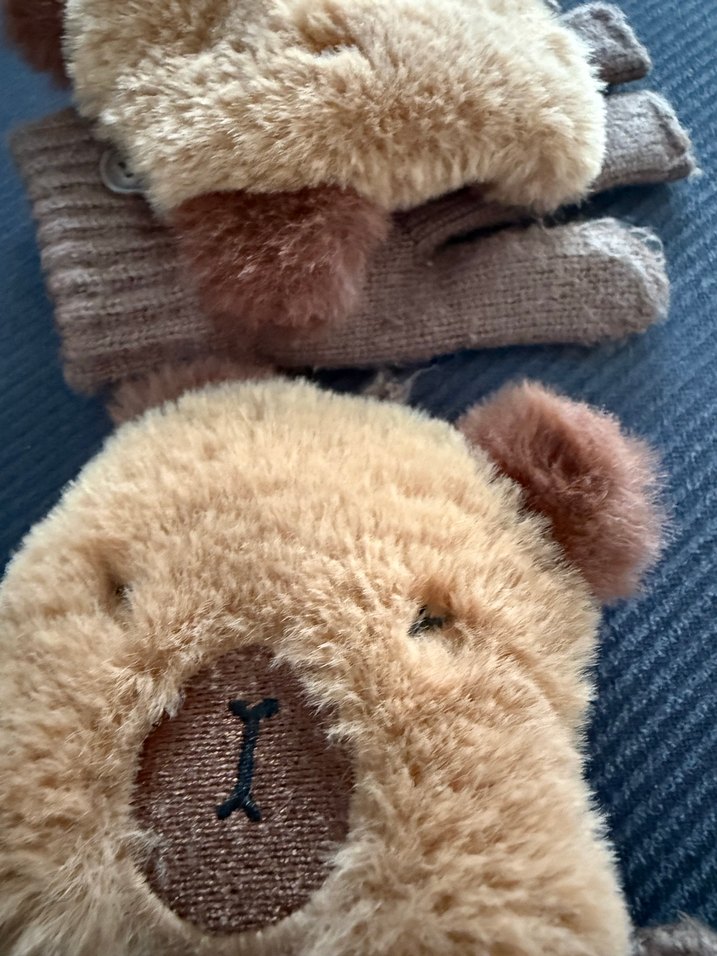 Kız Çocuk Kahverengi Peluş Detaylı Eldiven - Görsel 2