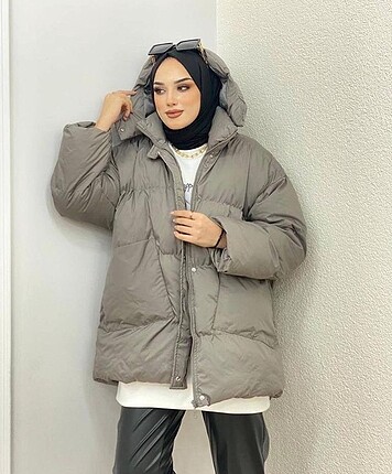 m Beden camel Renk Bej şişme mont