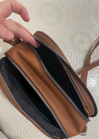 Kahverengi Deri Kadın Çapraz Çanta - Görsel 3