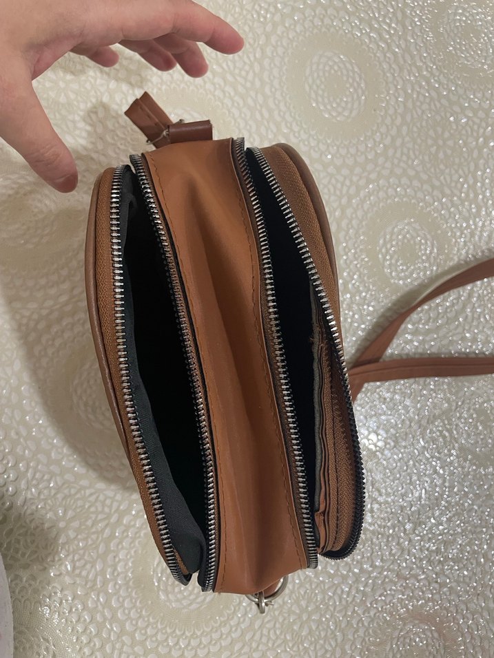 Kahverengi Deri Kadın Çapraz Çanta - Görsel 4