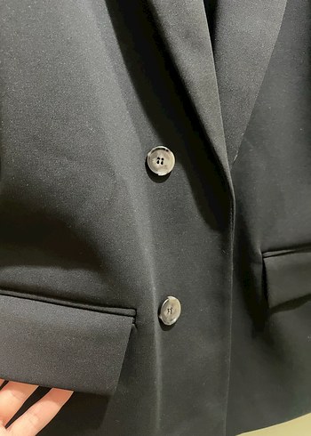 Siyah Düğmeli Kadın Blazer Ceket - Görsel 3