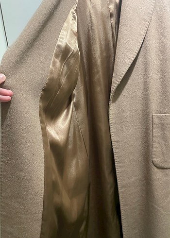 GUSTO Kemerli Bej Kadın Uzun Yün Kaban - Görsel 4