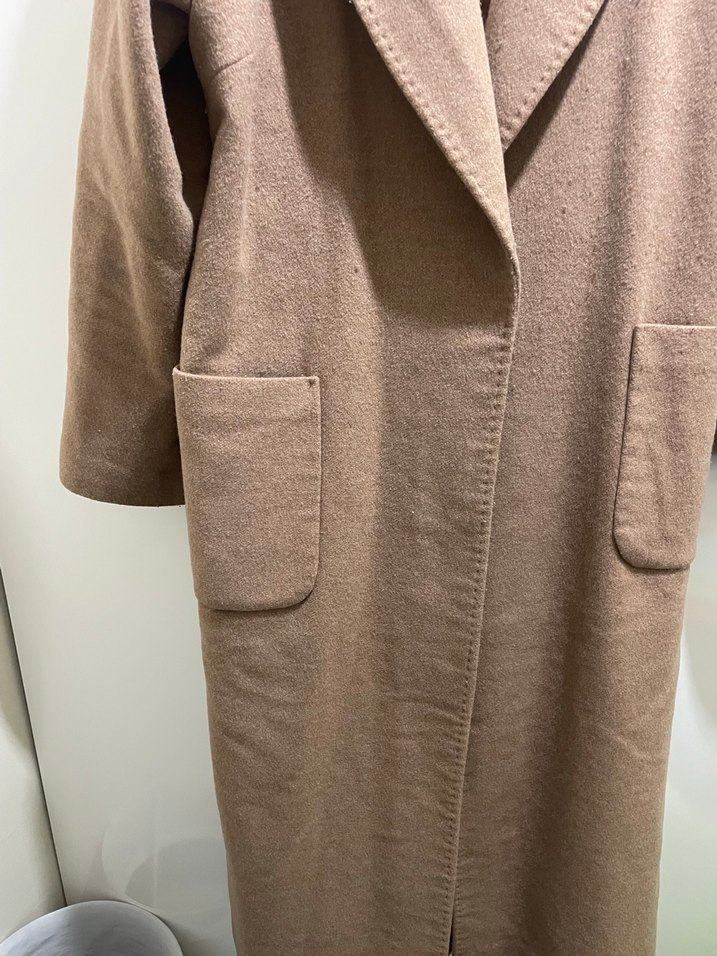 GUSTO Kemerli Bej Kadın Uzun Yün Kaban - Görsel 3