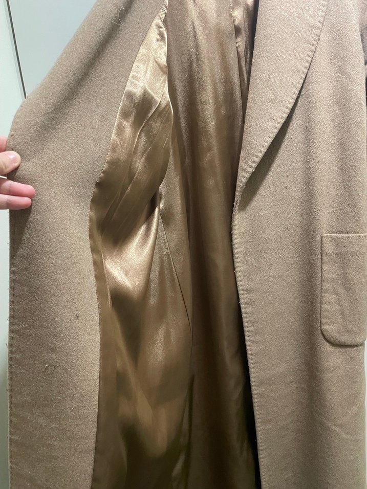 GUSTO Kemerli Bej Kadın Uzun Yün Kaban - Görsel 4