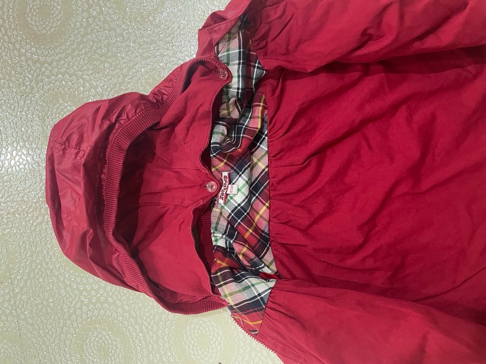 Bordo Kapüşonlu Kız Çocuk Yağmurluk - Görsel 5