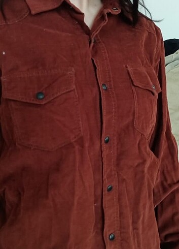 m Beden bordo Renk ERKEK BORDO REGULAR FİT KADİFE GÖMLEK