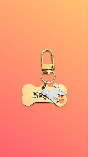 Pati detaylı kemik çelik köpek künye charmlı
