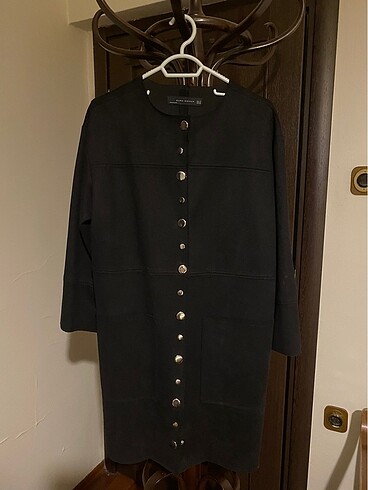 m Beden Siyah süet trenchcoat