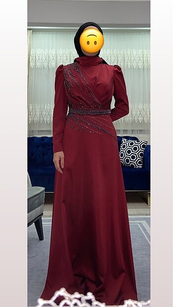 m Beden bordo Renk Abiye