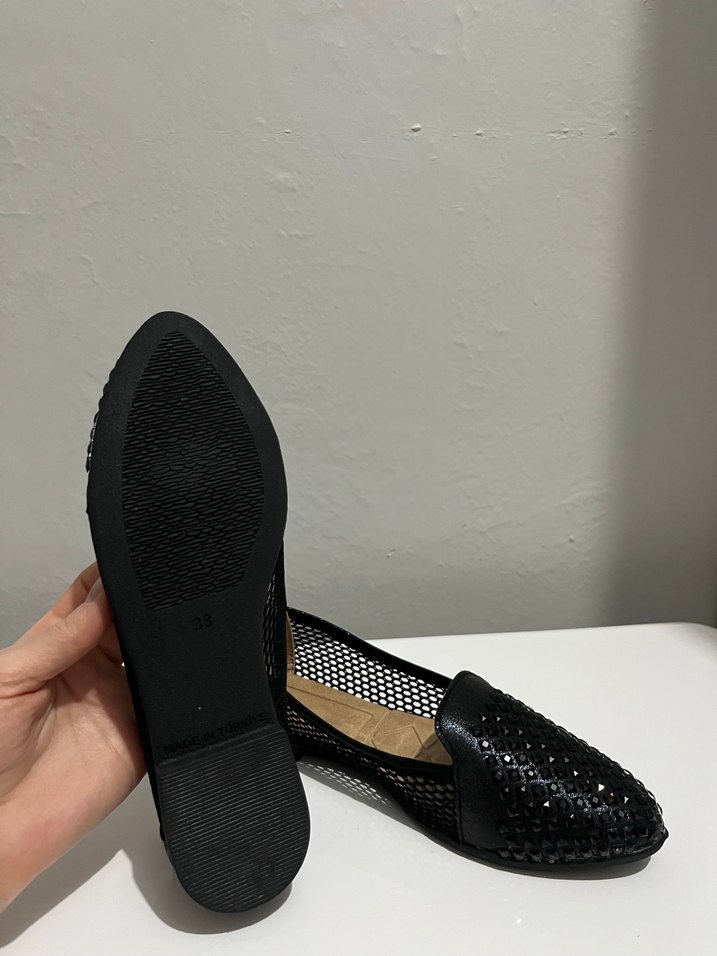 Siyah Deri Minimalist Kadın Babet - Görsel 3