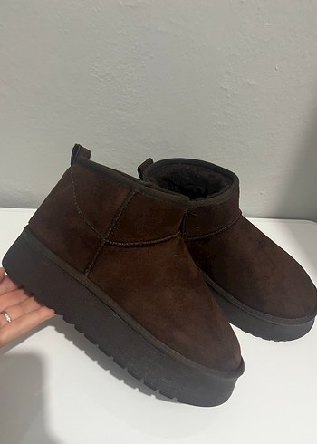 Kahverengi Süet Kadın Dolgu Topuk Bot - Görsel 5