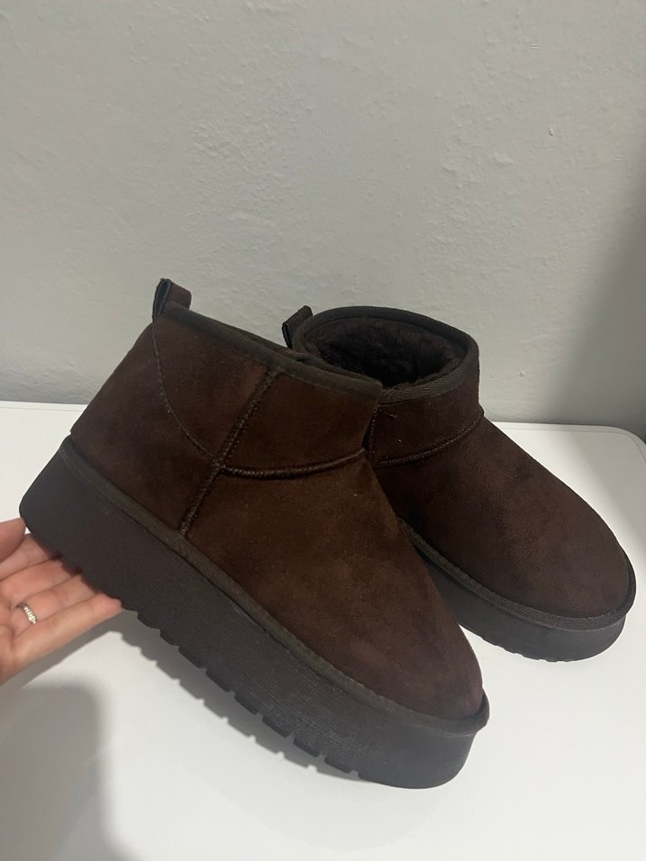 Kahverengi Süet Kadın Dolgu Topuk Bot - Görsel 5