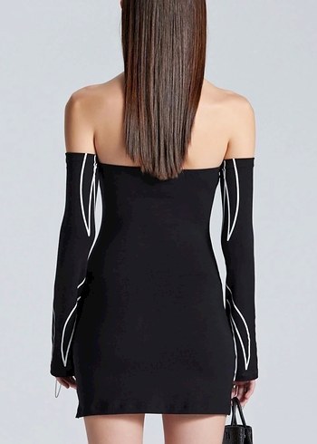 Siyah Straplez Elbise - Görsel 3