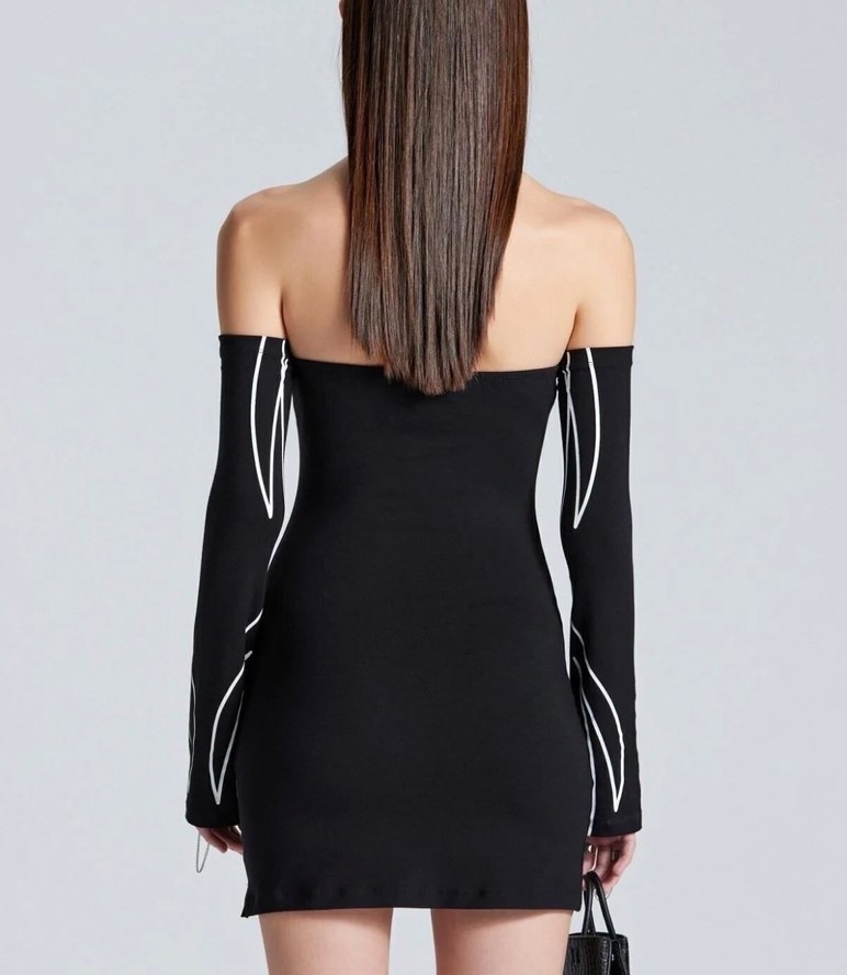 Siyah Straplez Elbise - Görsel 3