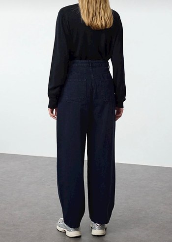 Kadın Lacivert Regular Fit Midi Kot Pantolon - Görsel 4