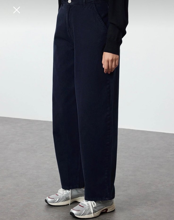 Kadın Lacivert Regular Fit Midi Kot Pantolon - Görsel 3