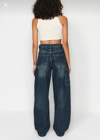 Bol Kesim Midi Kot Pantolon - Görsel 3