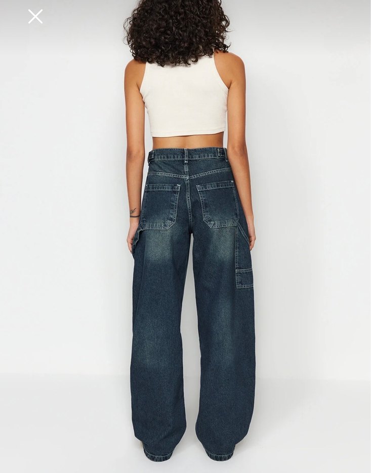 Bol Kesim Midi Kot Pantolon - Görsel 3