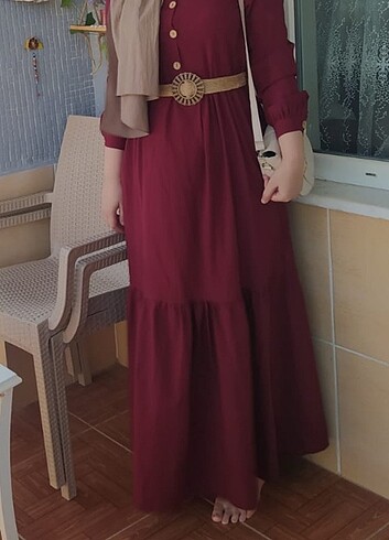 42 Beden Bordo tessettur elbise