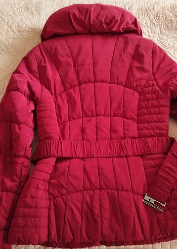 Bordo Kemerli Kadın Midi Kışlık Mont - Görsel 6