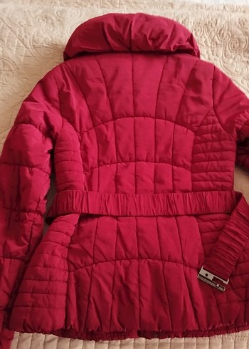 Bordo Kemerli Kadın Midi Kışlık Mont - Görsel 2