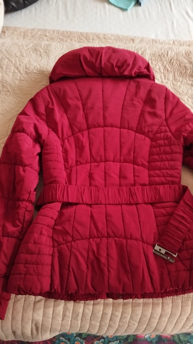 Bordo Kemerli Kadın Midi Kışlık Mont - Görsel 2