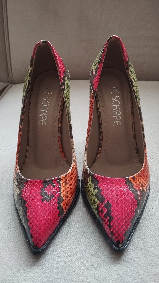 Rugan Yılan Desenli Kadın Topuklu Ayakkabı - Görsel 3