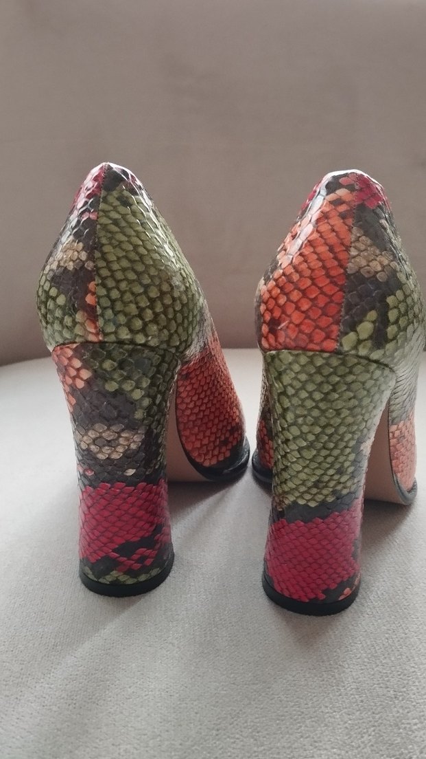 Rugan Yılan Desenli Kadın Topuklu Ayakkabı - Görsel 2