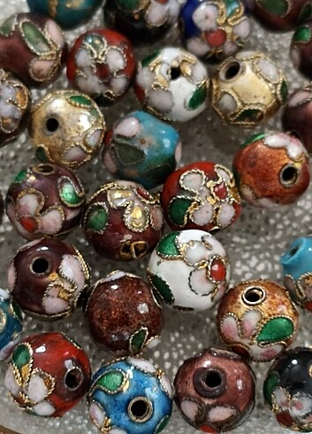 Beden çeşitli Renk Cloisonne Tibet Boncukları 8 mm