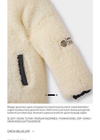 Defacto Erkek Bebek Ekru Kürklü Mont - Görsel 2