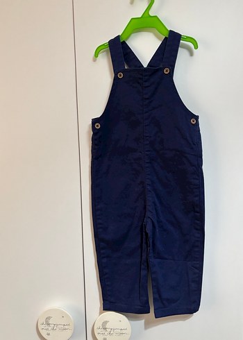 Erkek Çocuk Koyu Mavi Denim Askılı Tulum