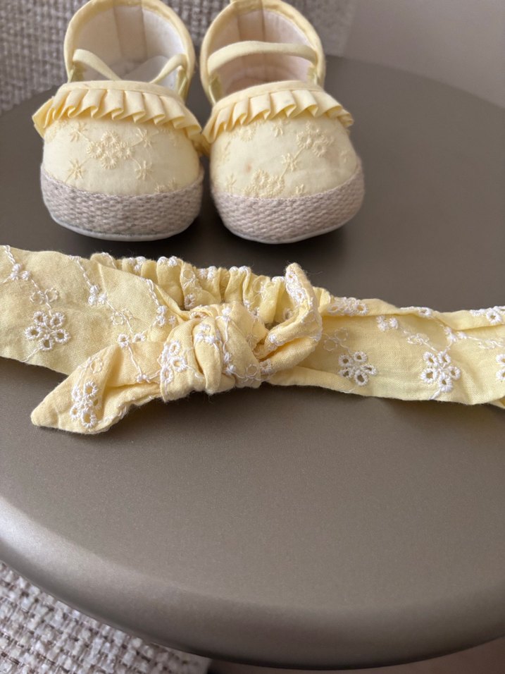 Sarı Nakışlı Bohem Kız Bebek İlk Adım Ayakkabısı - Görsel 2