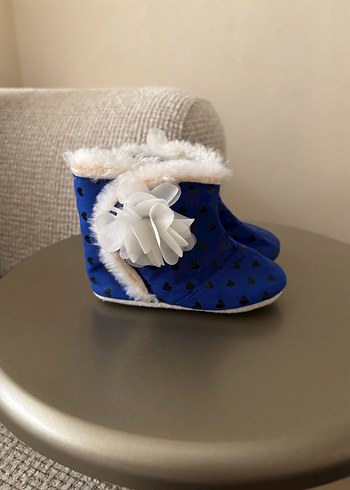 Çiçek Detaylı Mavi Kız Çocuk Sıcak Terlik - Görsel 2