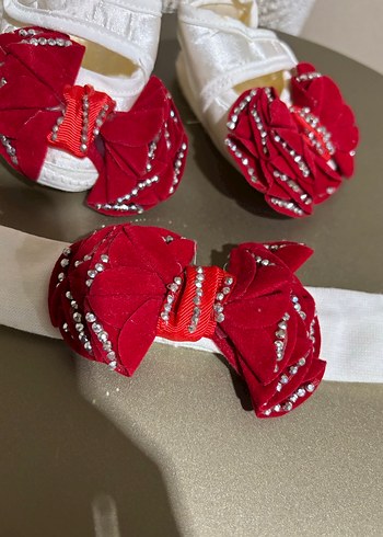 Kız Bebek Nakışlı Kırmızı İlk Adım Ayakkabısı - Görsel 4