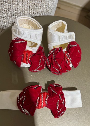 Kız Bebek Nakışlı Kırmızı İlk Adım Ayakkabısı - Görsel 2