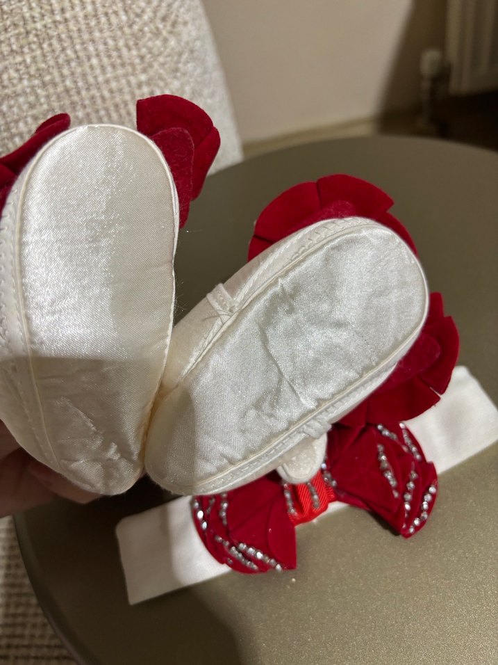 Kız Bebek Nakışlı Kırmızı İlk Adım Ayakkabısı - Görsel 3