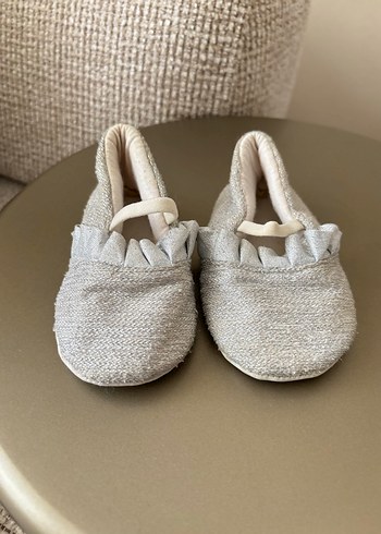 Gri Keten Kız Bebek İlk Adım Ayakkabısı - Görsel 2