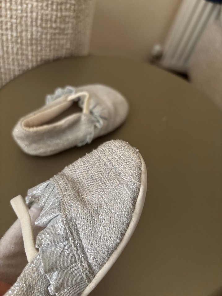 Gri Keten Kız Bebek İlk Adım Ayakkabısı - Görsel 4