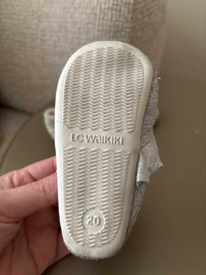 Gri Keten Kız Bebek İlk Adım Ayakkabısı - Görsel 3