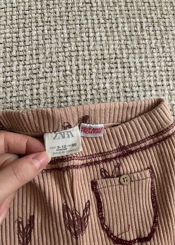 Nakışlı Kahverengi Kız Çocuk Tayt - Görsel 2