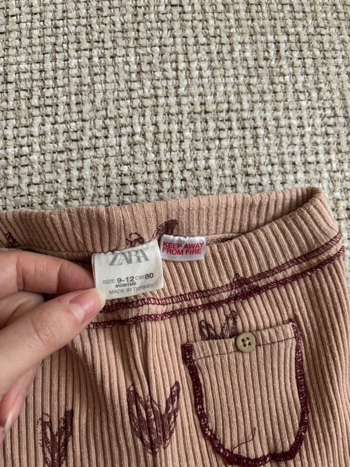 Nakışlı Kahverengi Kız Çocuk Tayt - Görsel 2