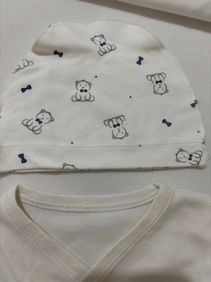 Beyaz Ayıcık Desenli Bebek Takımı - Görsel 4