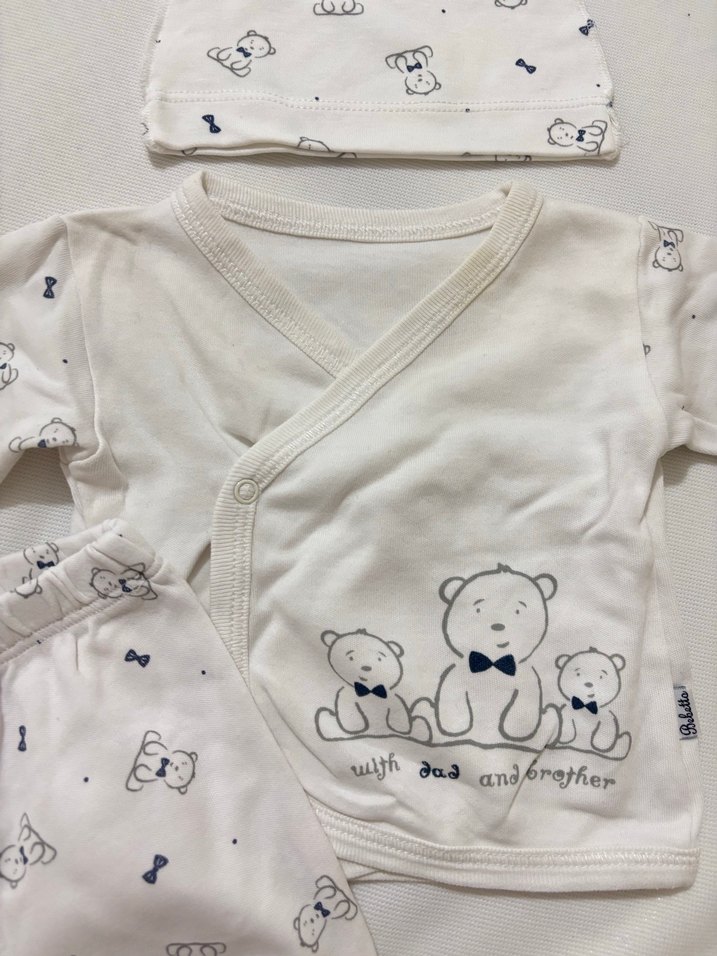 Beyaz Ayıcık Desenli Bebek Takımı - Görsel 5