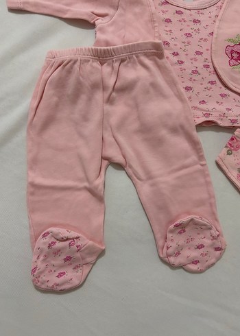 Pembe Nakışlı Dantelli Bebek Kız Takımı - Görsel 2