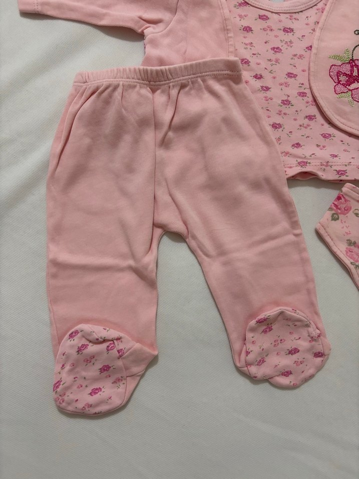 Pembe Nakışlı Dantelli Bebek Kız Takımı - Görsel 2