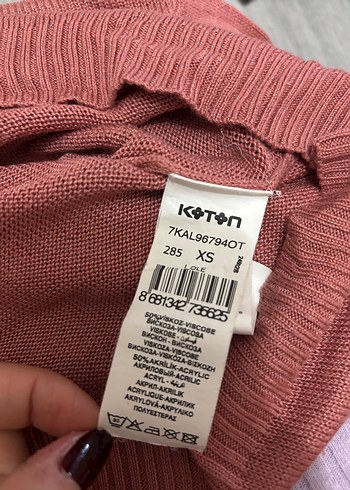 Pembe V Yaka Örgü Kadın Kazak - Görsel 3