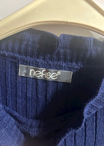 Lacivert Yüksek Yakalı Kadın Triko Kazak - Görsel 4