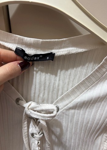 V Yaka Beyaz Triko Kadın Kazak - Görsel 2