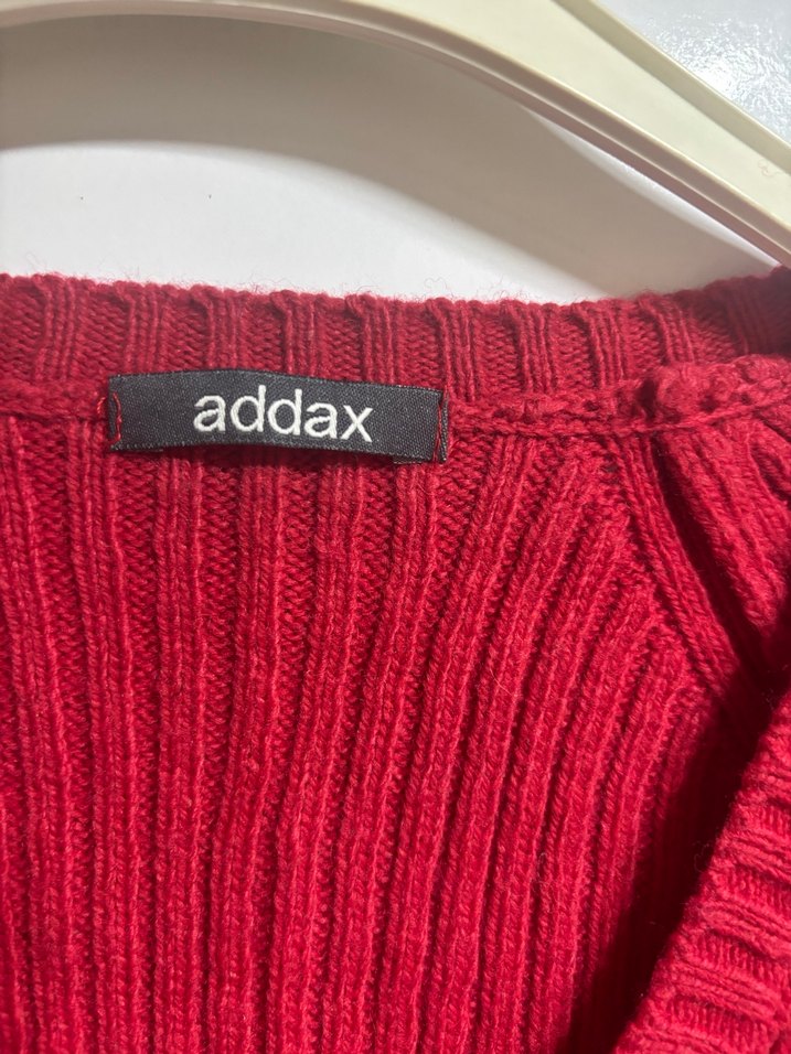 Kırmızı V Yaka Triko Kadın Kazak - Görsel 2